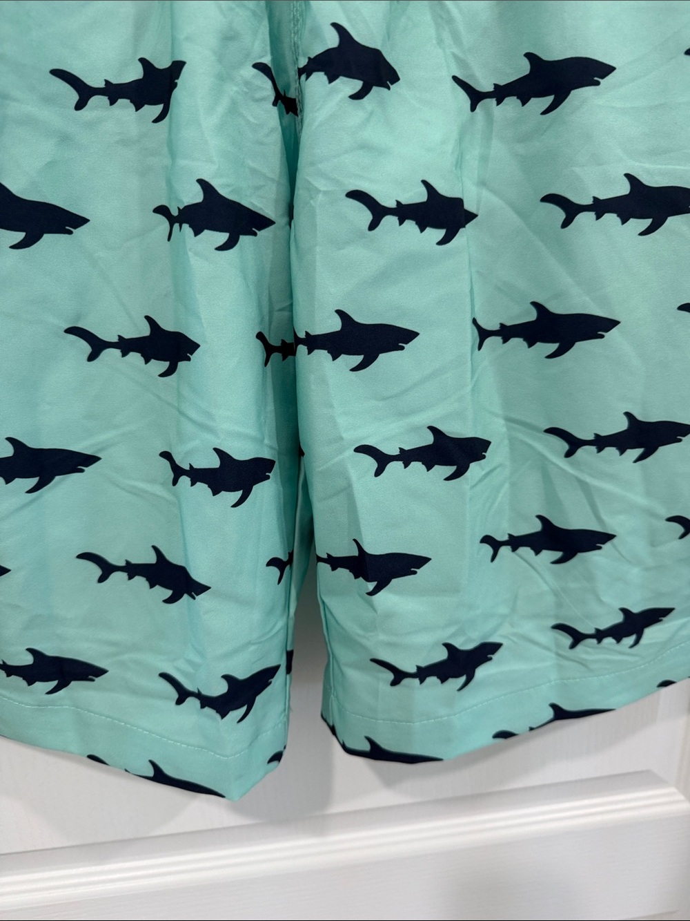 Aptro Mint Swim Shorts with black  Shark Print size 3X lined - Picture 3 of 7